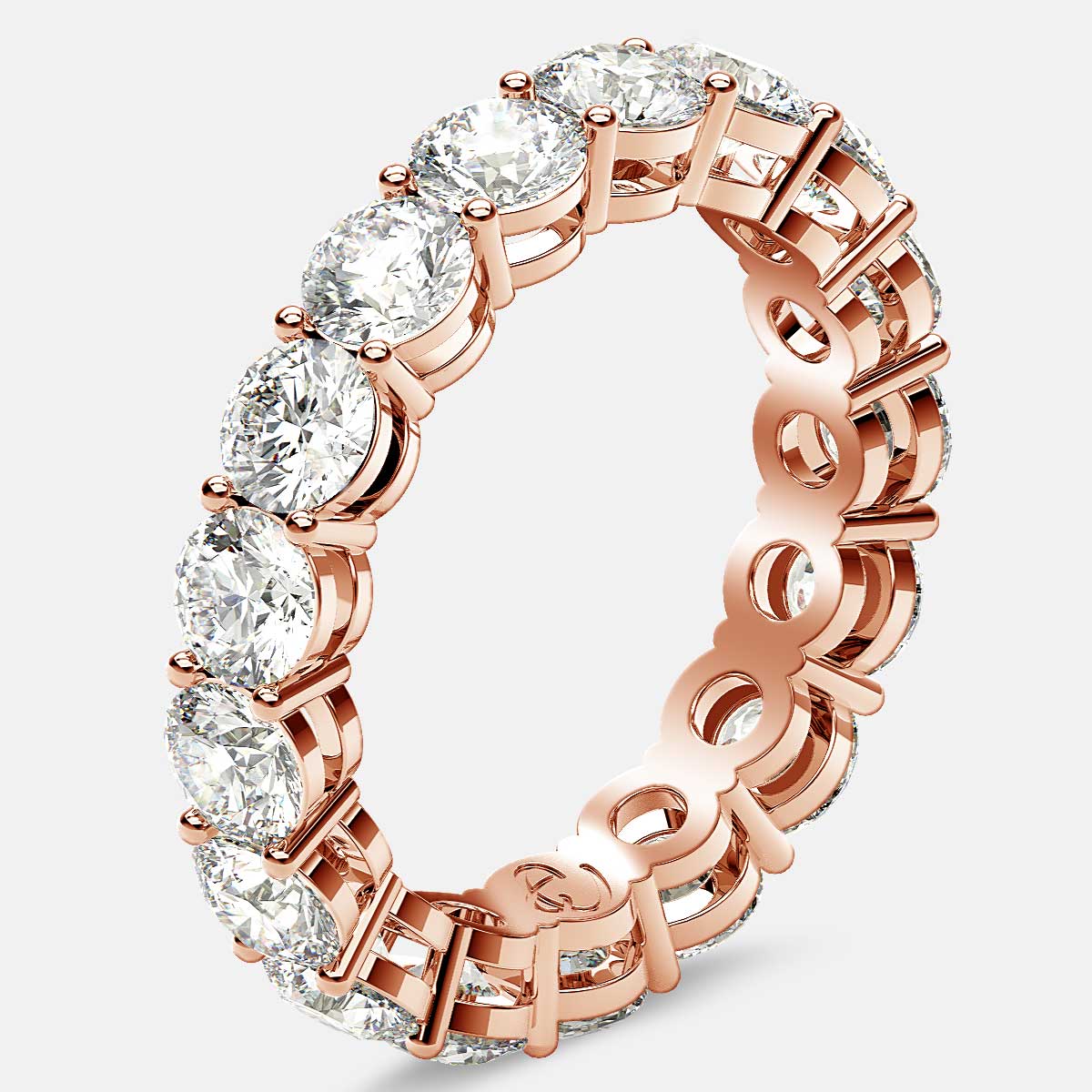 Open Gallery Eternity Ring with Round Diamonds in 18k Rose Gold