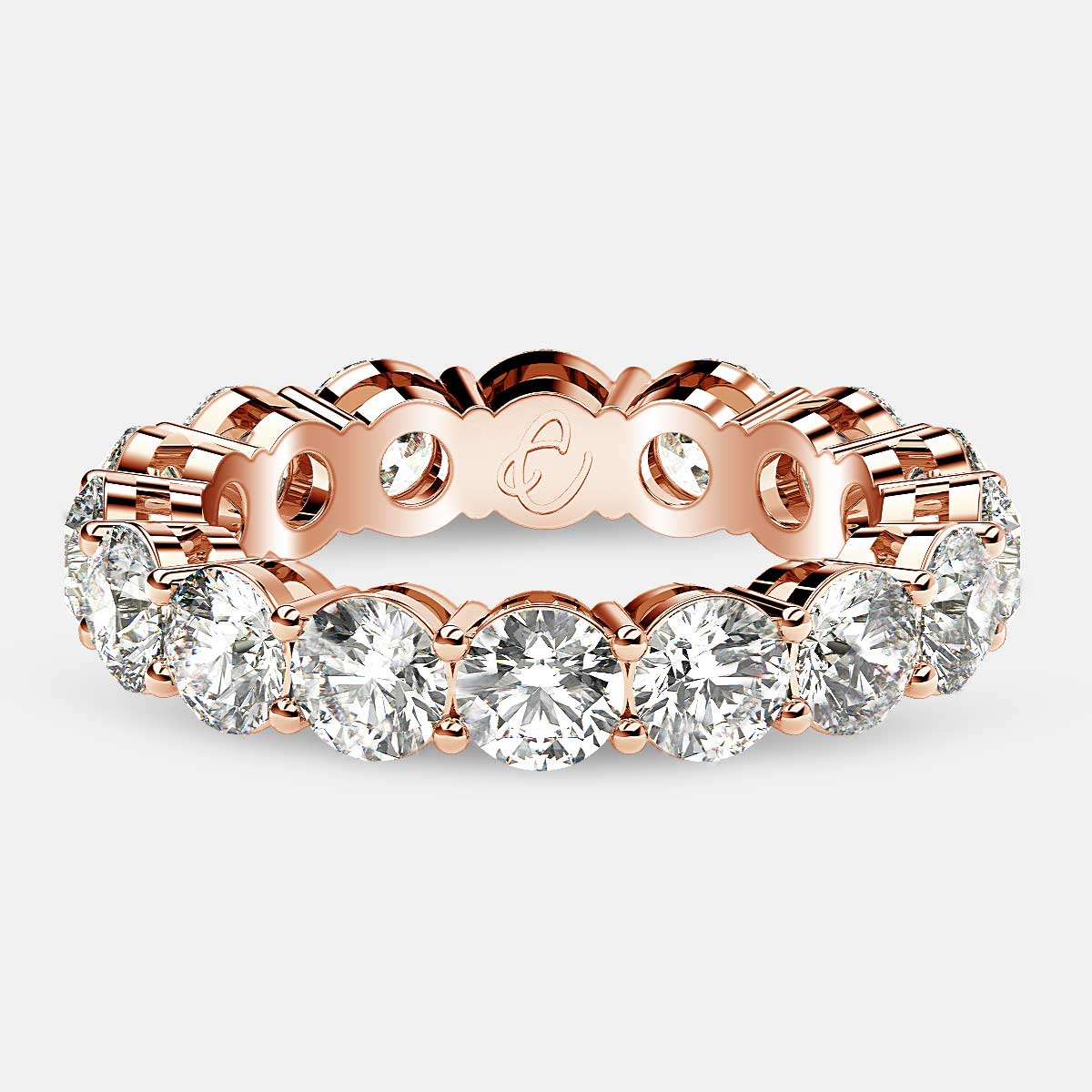 Open Gallery Eternity Ring with Round Diamonds in 18k Rose Gold