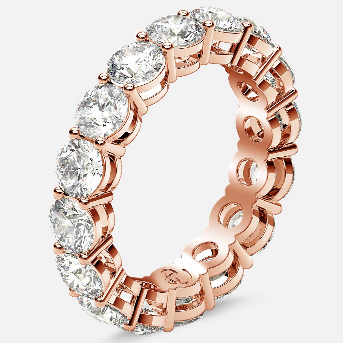 Open Gallery Eternity Ring with Round Diamonds in 18k Rose Gold
