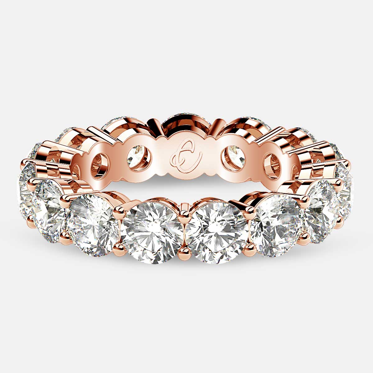 Open Gallery Eternity Ring with Round Diamonds in 18k Rose Gold