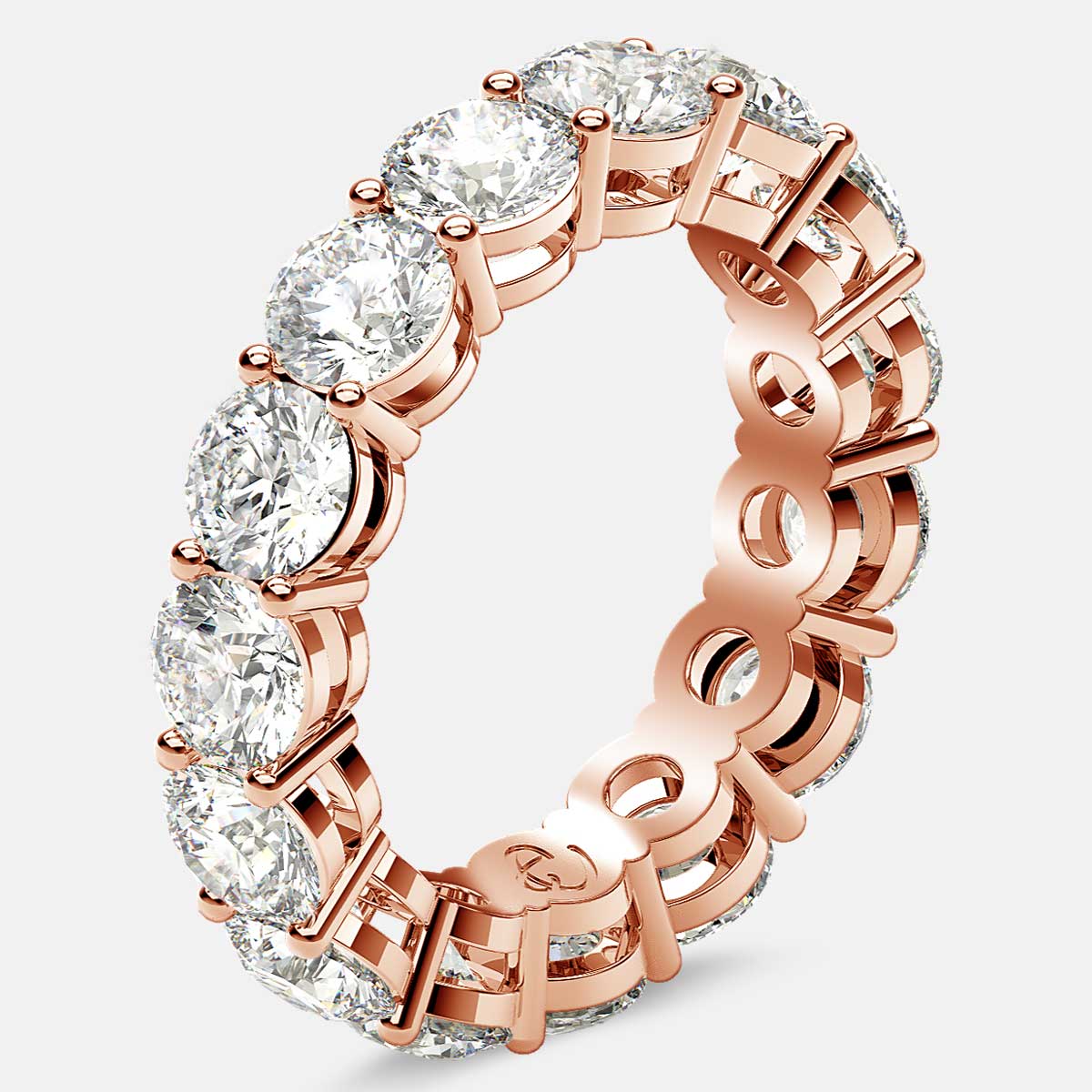 Open Gallery Eternity Ring with Round Diamonds in 18k Rose Gold