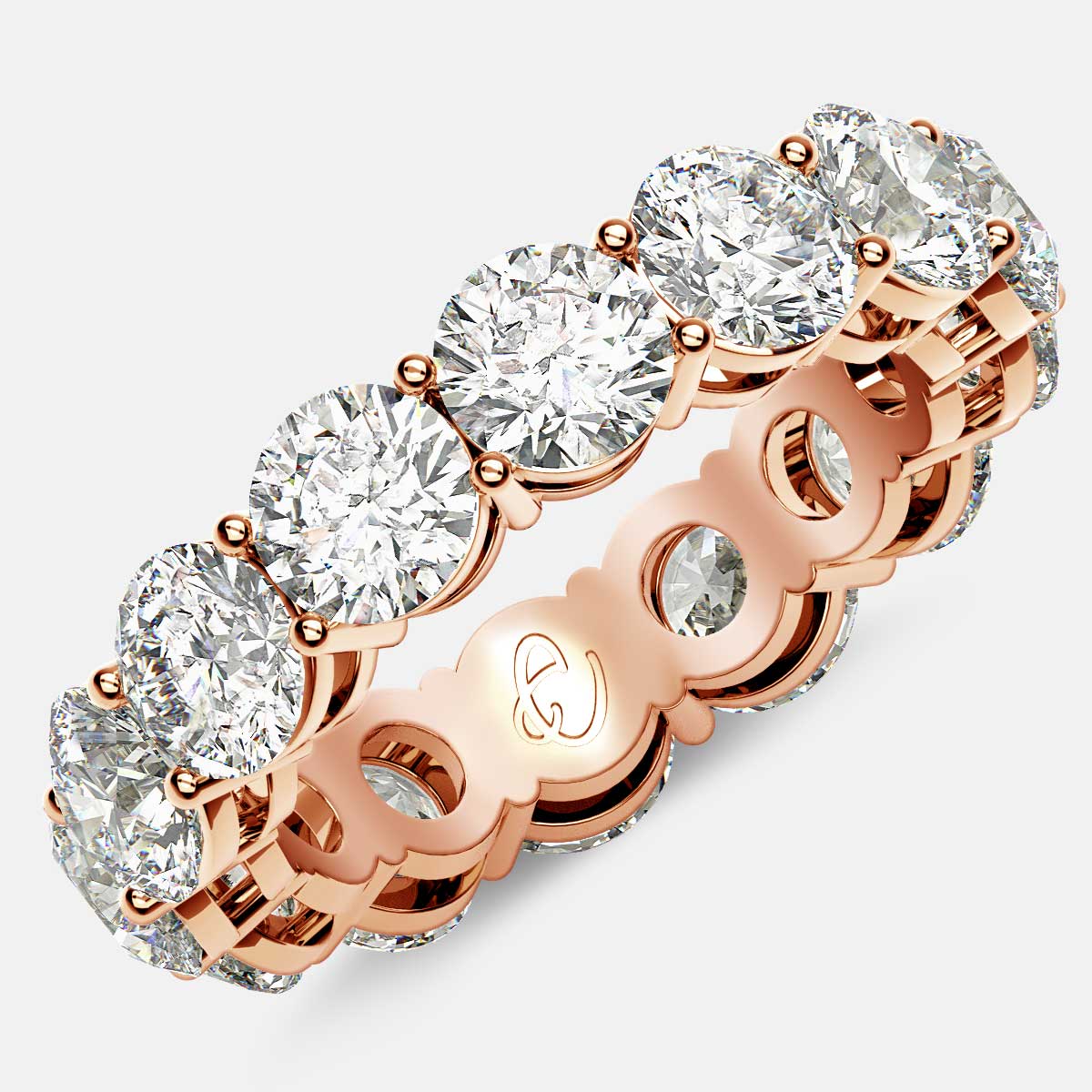 Open Gallery Eternity Ring with Round Diamonds in 18k Rose Gold