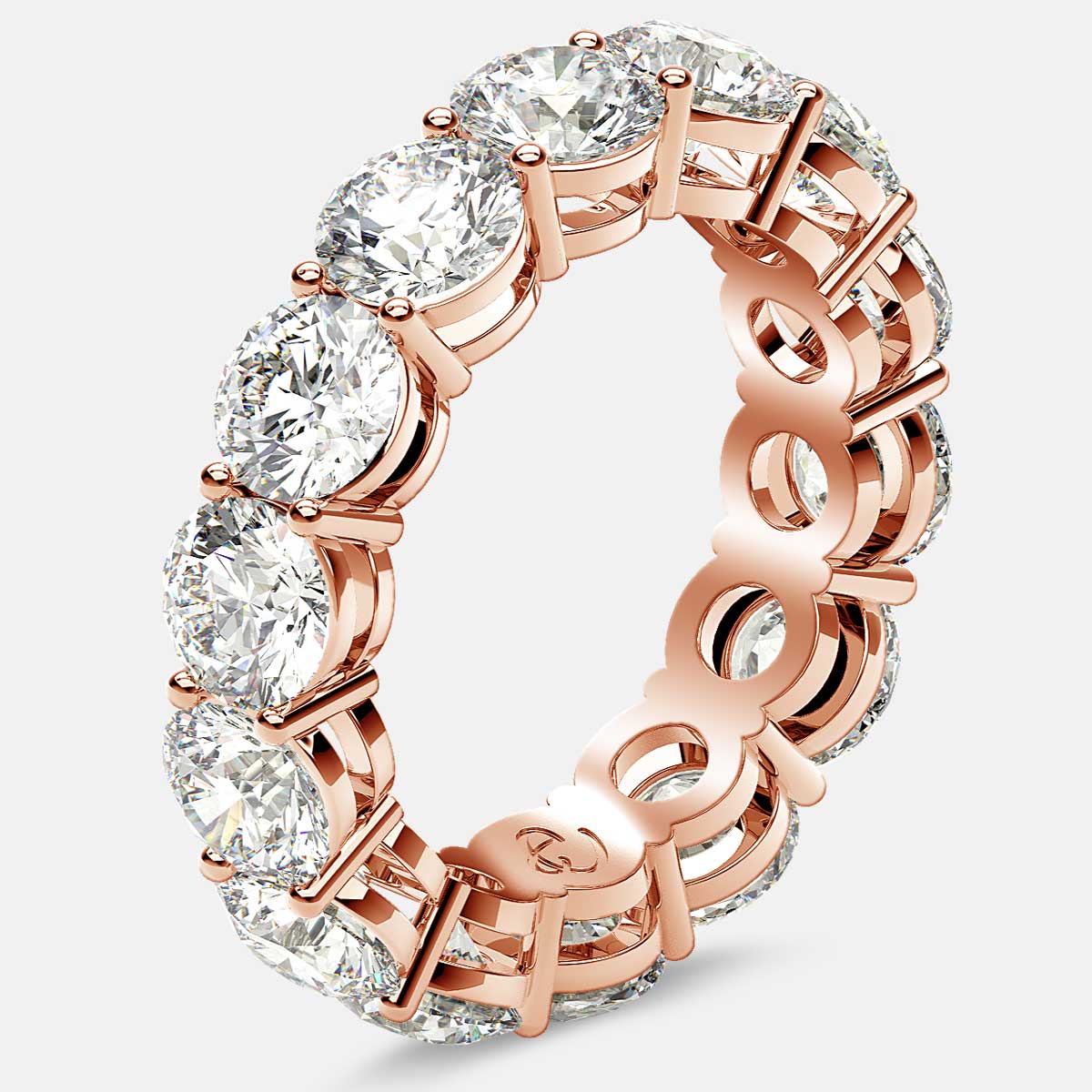 Open Gallery Eternity Ring with Round Diamonds in 18k Rose Gold