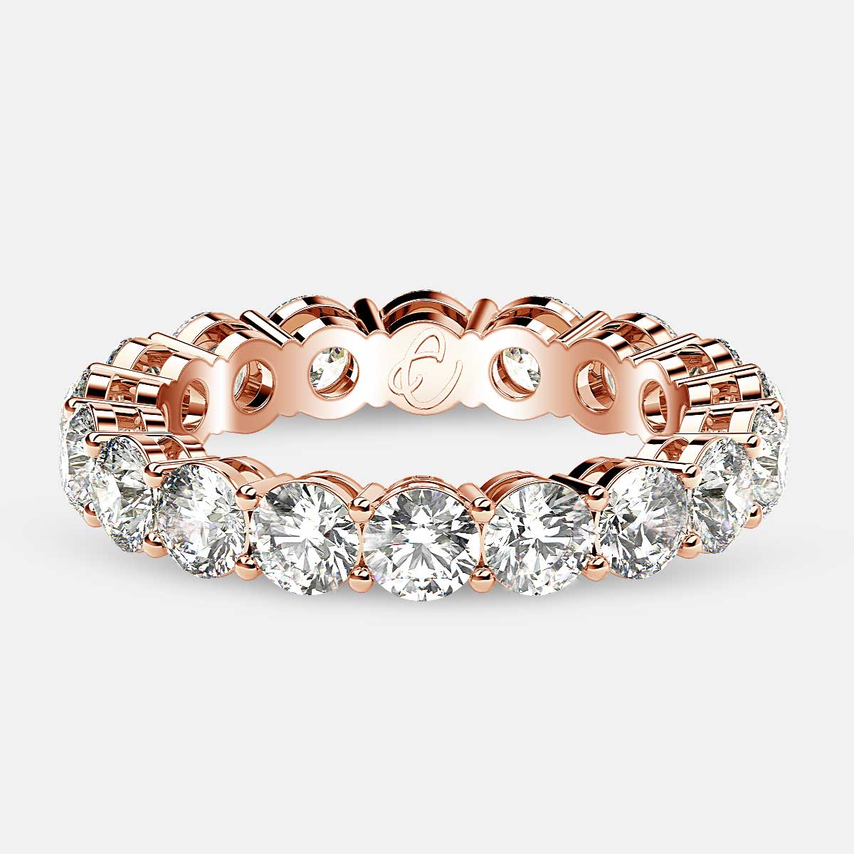 Open Gallery Eternity Ring with Round Diamonds in 18k Rose Gold