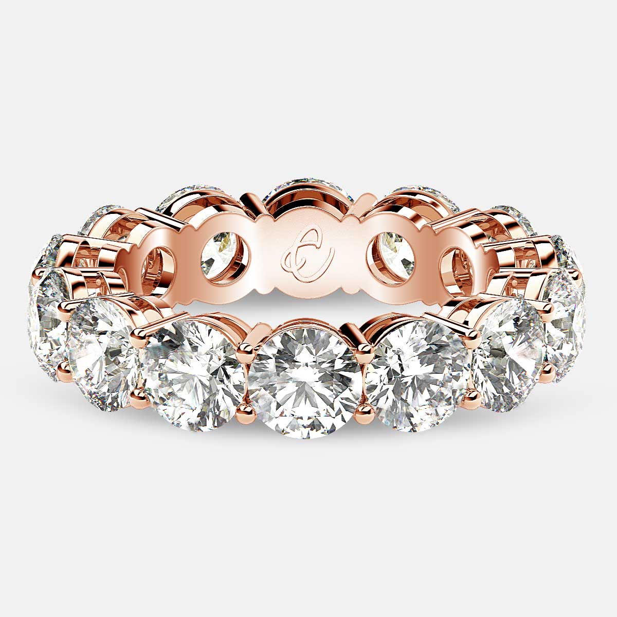 Open Gallery Eternity Ring with Round Diamonds in 18k Rose Gold