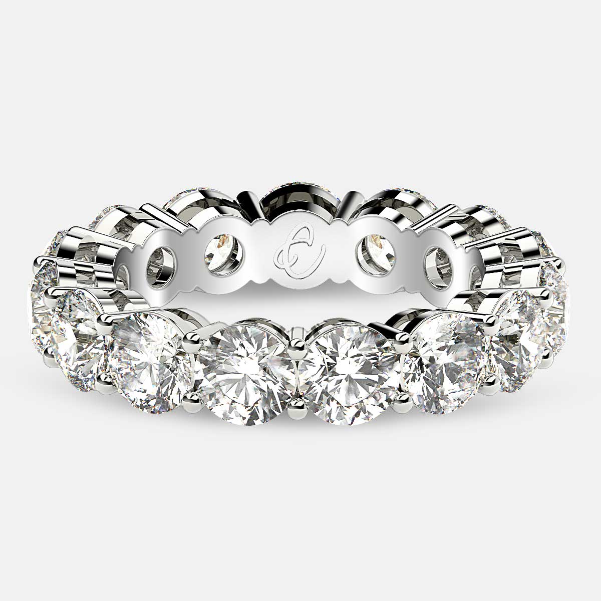 Open Gallery Eternity Ring with Round Diamonds in 18k White Gold