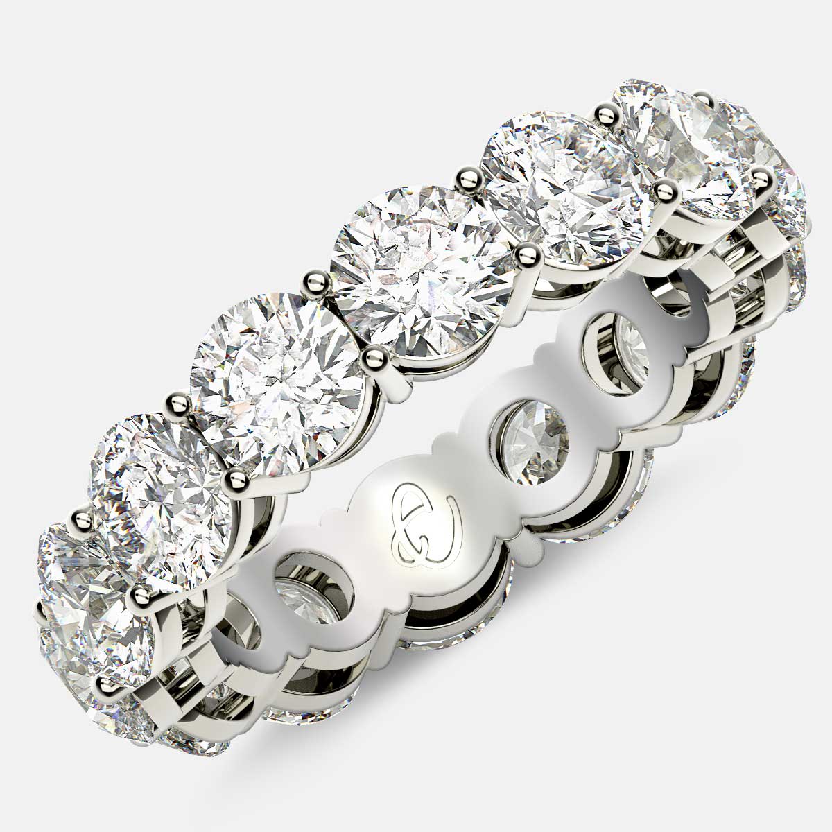 Open Gallery Eternity Ring with Round Diamonds in 18k White Gold