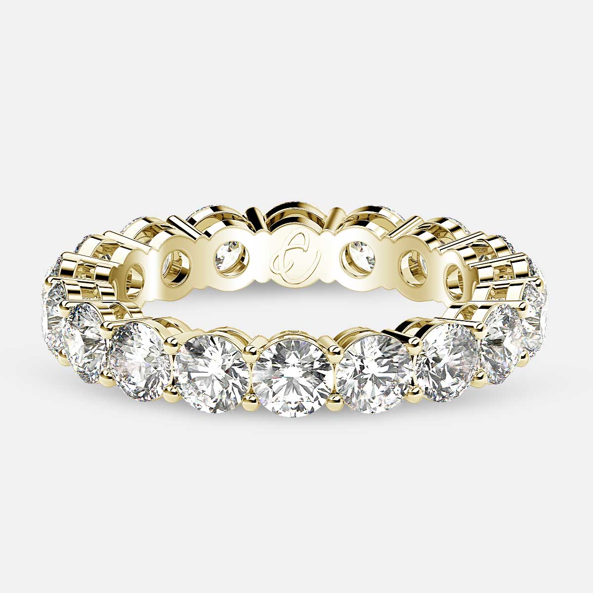 Open Gallery Eternity Ring with Round Diamonds in 18k Yellow Gold