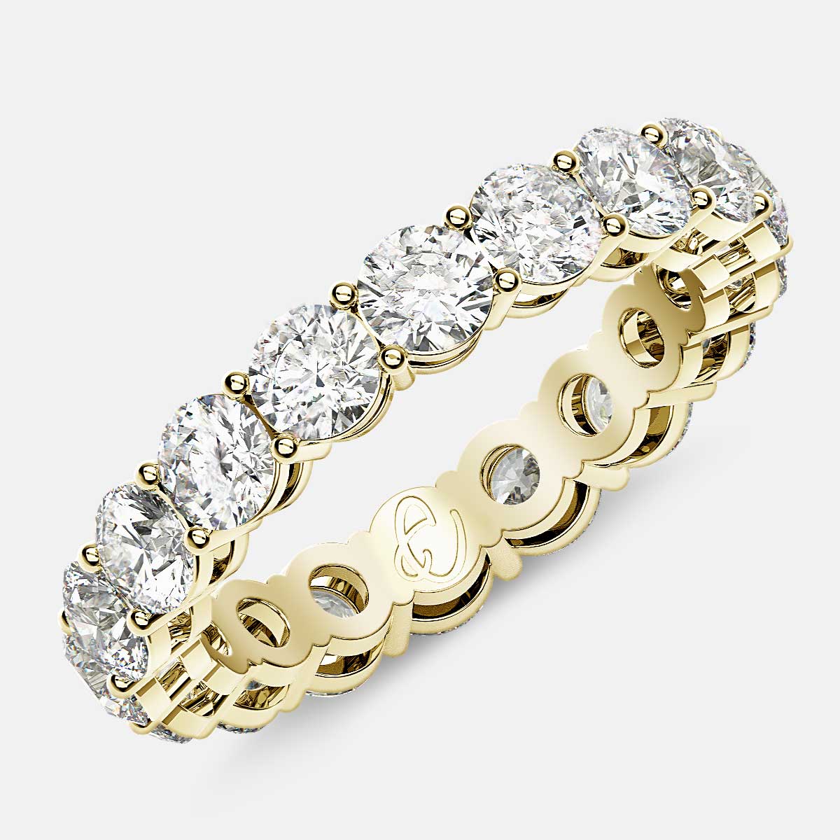 Open Gallery Eternity Ring with Round Diamonds in 18k Yellow Gold