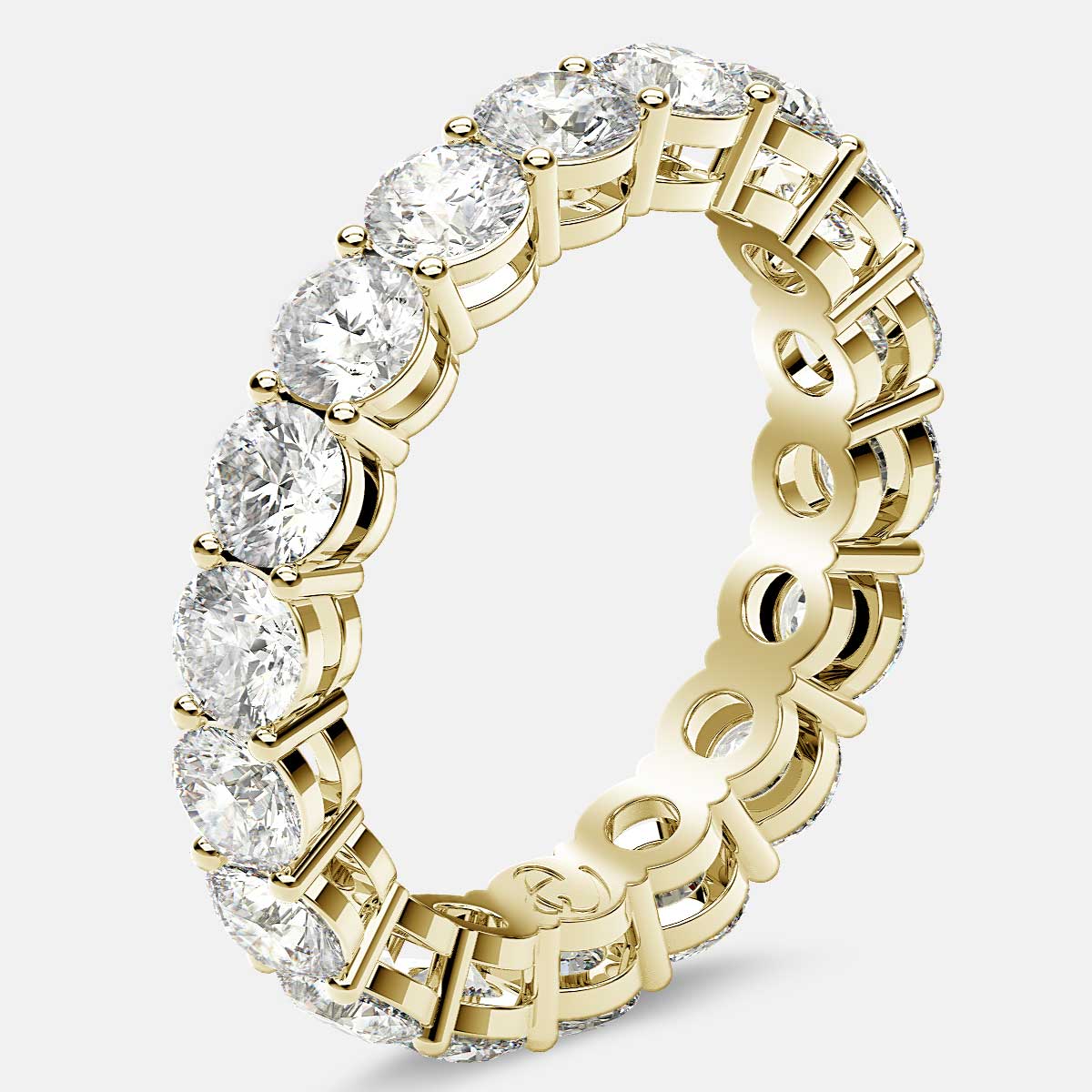 Open Gallery Eternity Ring with Round Diamonds in 18k Yellow Gold