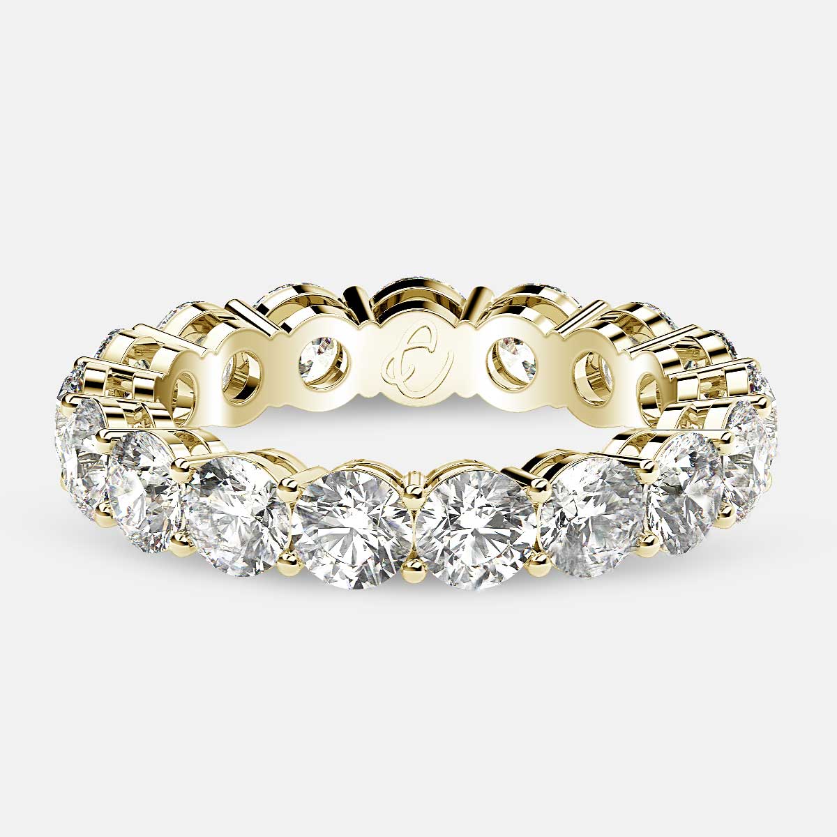 Open Gallery Eternity Ring with Round Diamonds in 18k Yellow Gold