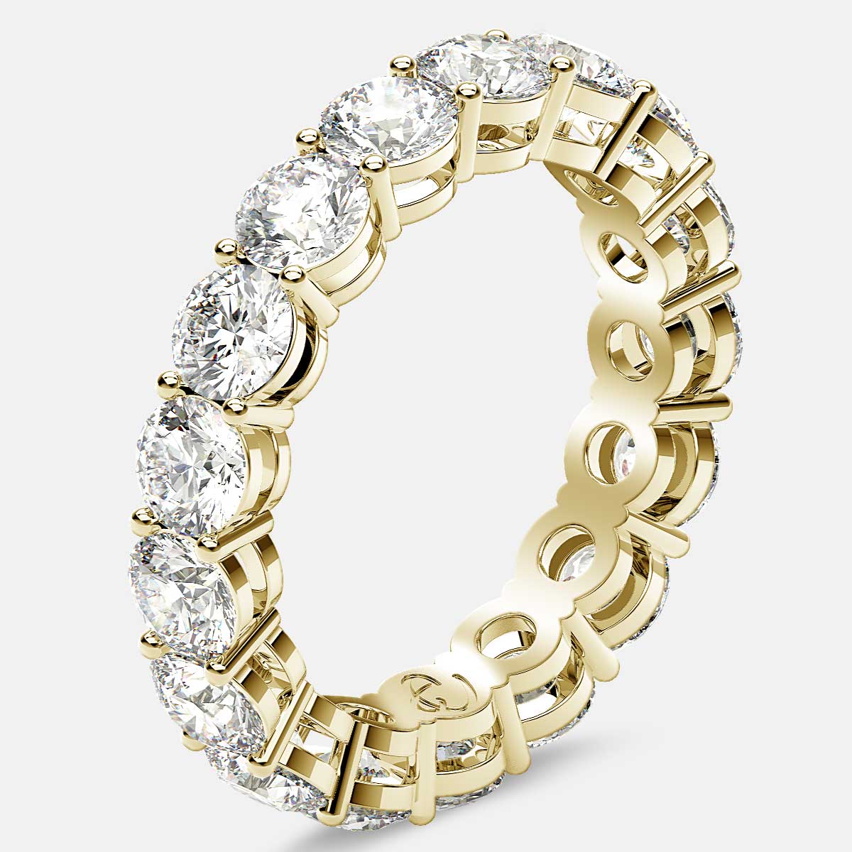 Open Gallery Eternity Ring with Round Diamonds in 18k Yellow Gold