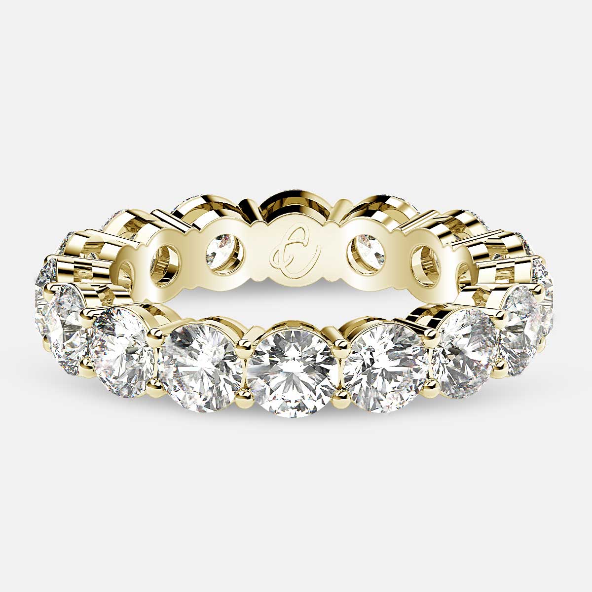 Open Gallery Eternity Ring with Round Diamonds in 18k Yellow Gold