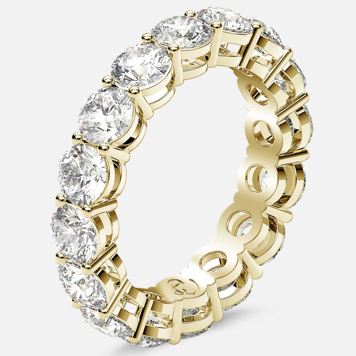 Open Gallery Eternity Ring with Round Diamonds in 18k Yellow Gold