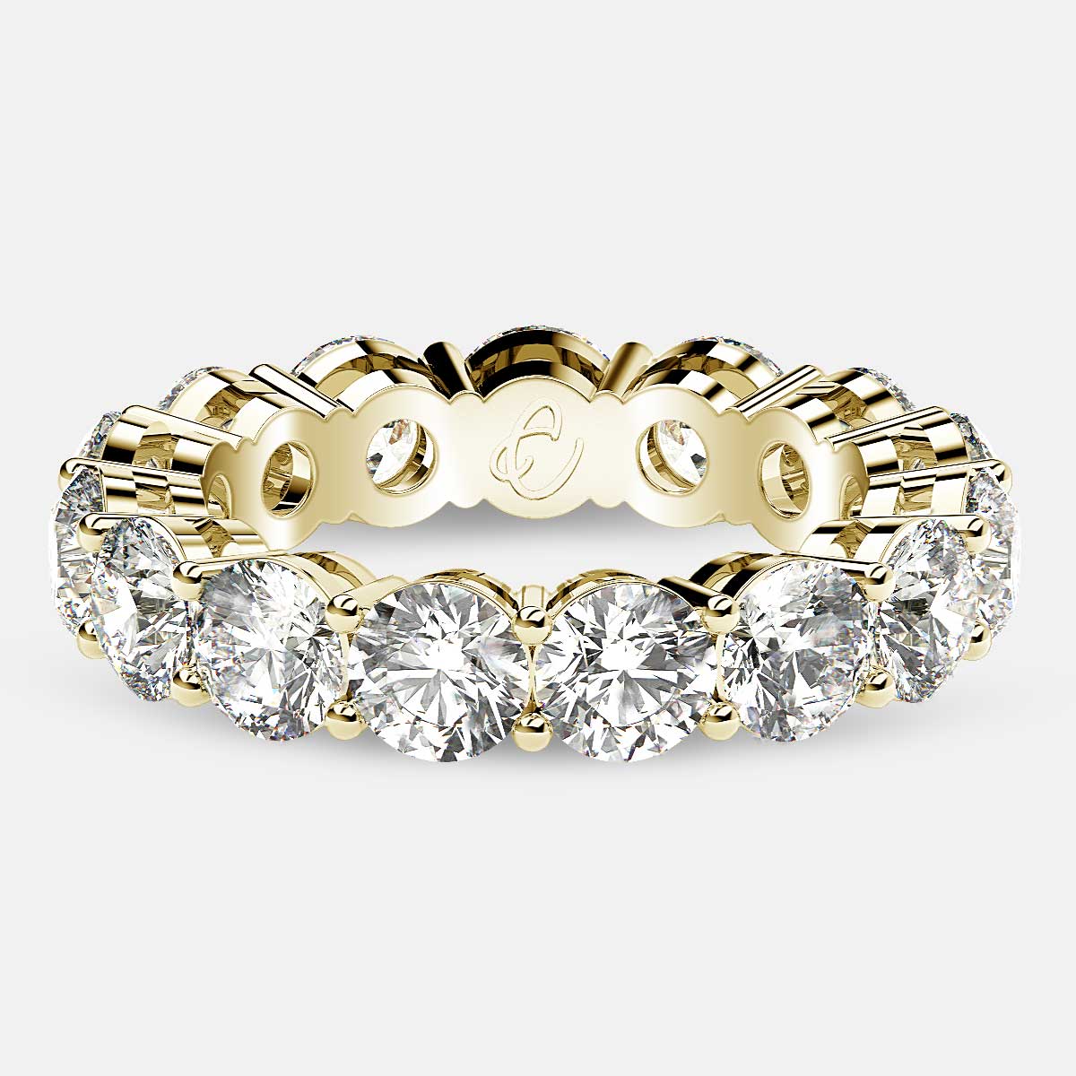 Open Gallery Eternity Ring with Round Diamonds in 18k Yellow Gold