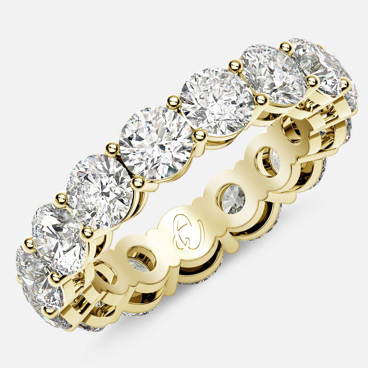 Open Gallery Eternity Ring with Round Diamonds in 18k Yellow Gold