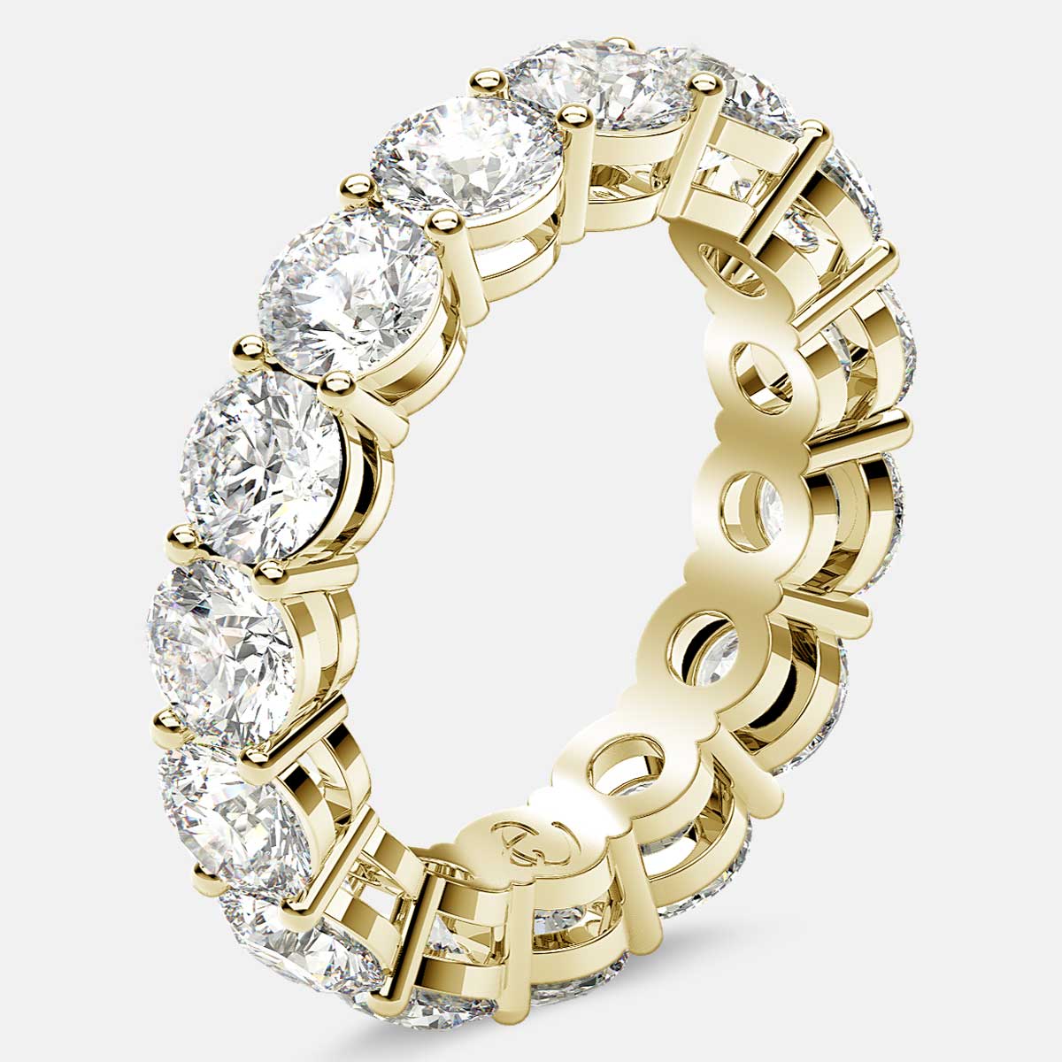 Open Gallery Eternity Ring with Round Diamonds in 18k Yellow Gold