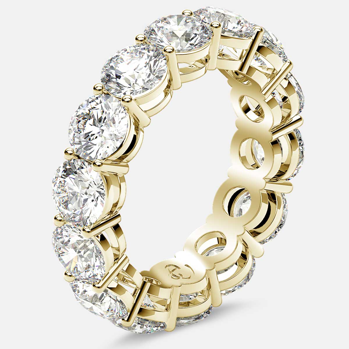 Open Gallery Eternity Ring with Round Diamonds in 18k Yellow Gold