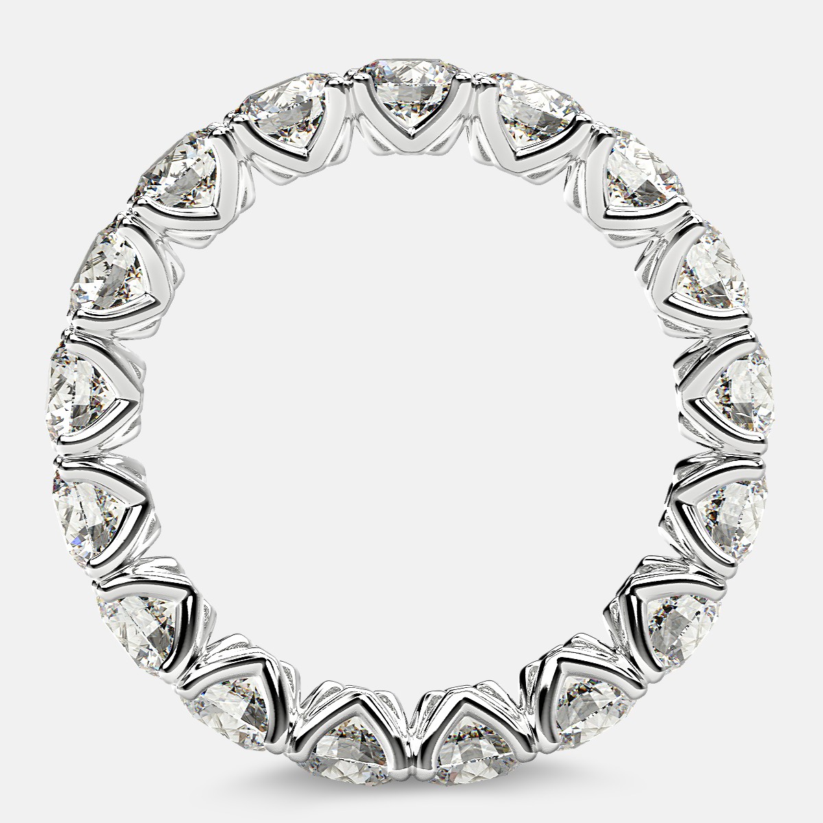 Curved V-Prong Eternity Ring with Round Diamonds in Platinum