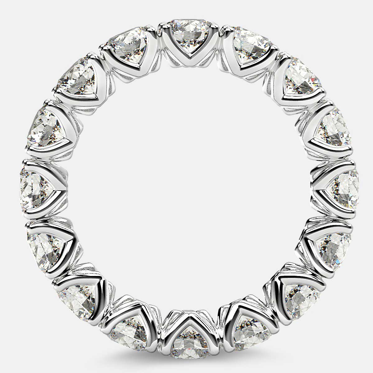 Curved V-Prong Eternity Ring with Round Diamonds in Platinum