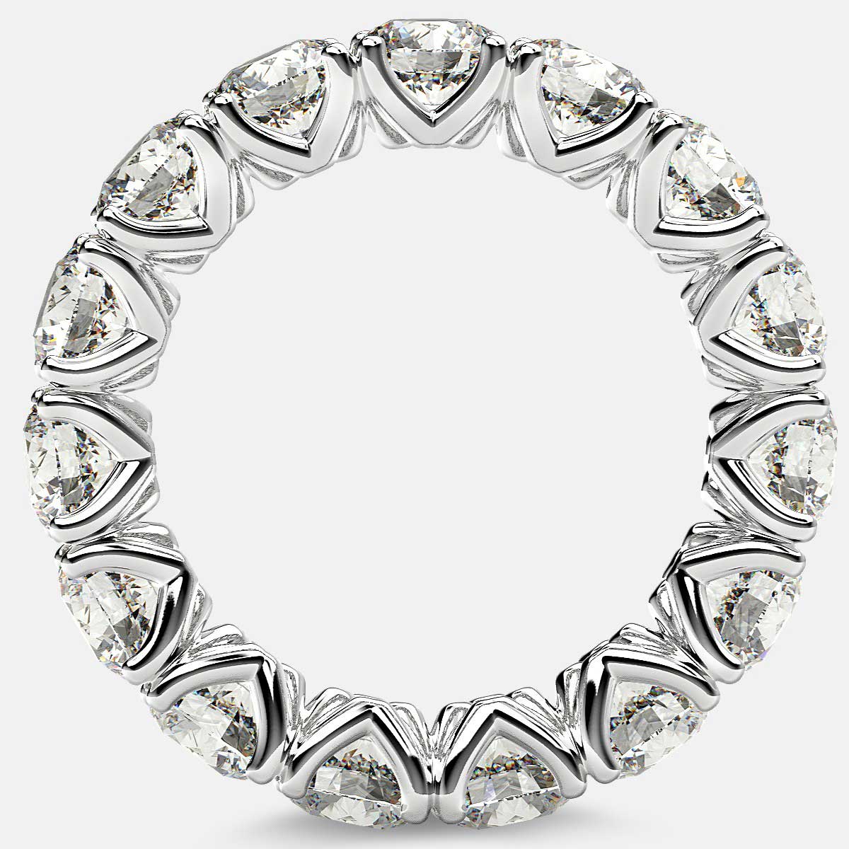 Curved V-Prong Eternity Ring with Round Diamonds in Platinum