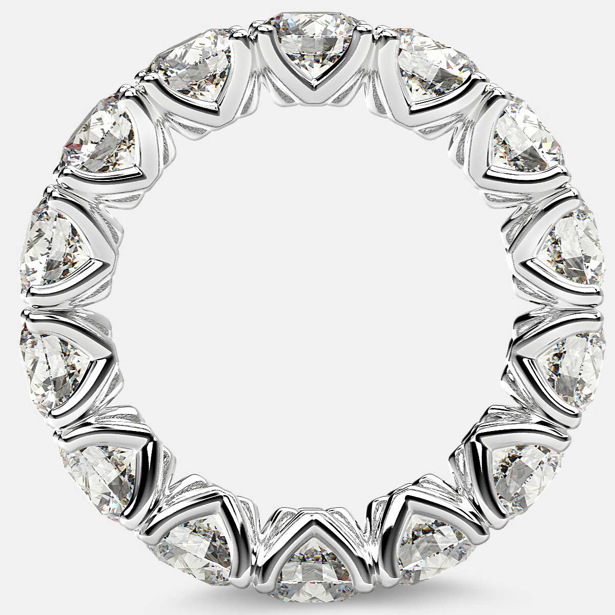 Curved V-Prong Eternity Ring with Round Diamonds in Platinum