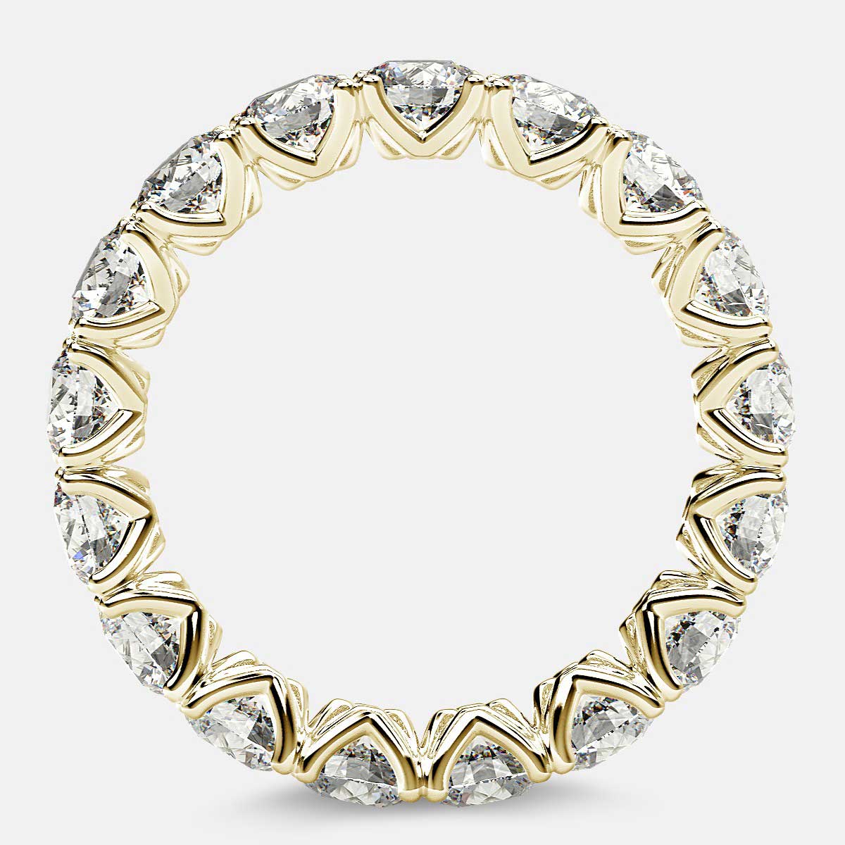 Curved V-Prong Eternity Ring with Round Diamonds in 18k Yellow Gold