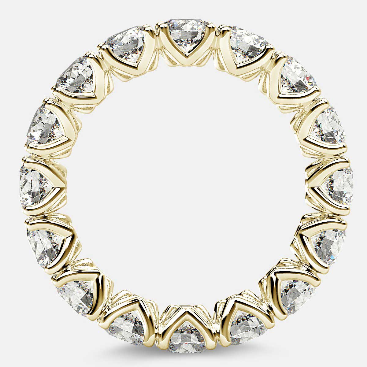 Curved V-Prong Eternity Ring with Round Diamonds in 18k Yellow Gold