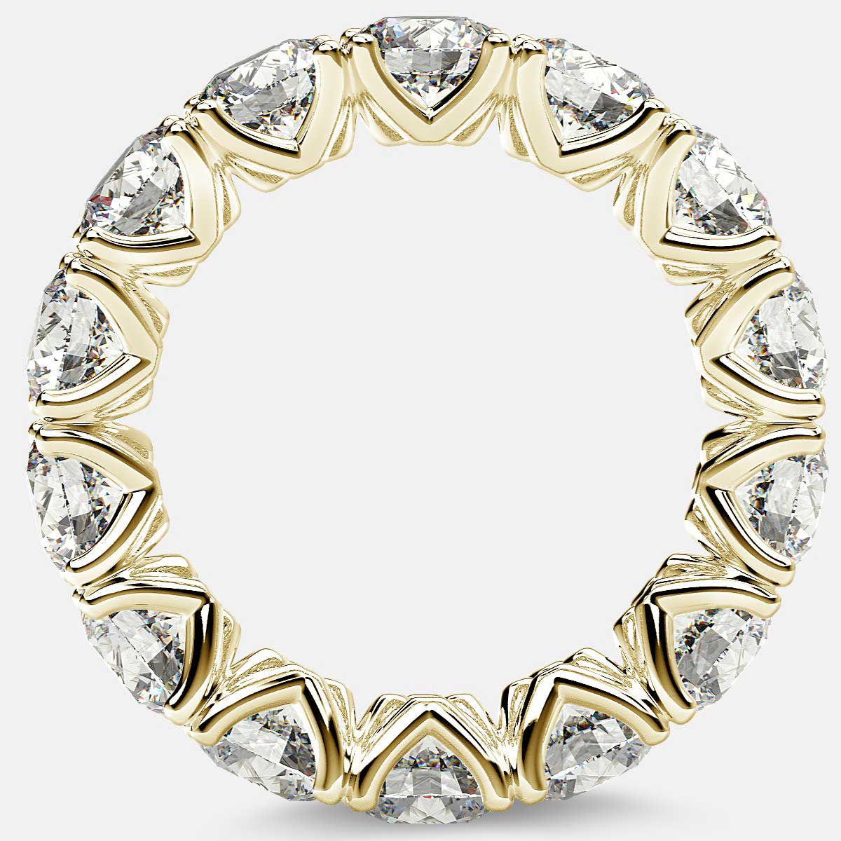 Curved V-Prong Eternity Ring with Round Diamonds in 18k Yellow Gold