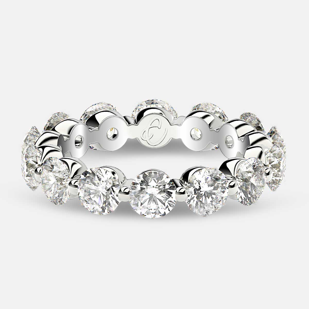 Floating Eternity Ring with Round Diamonds in Platinum