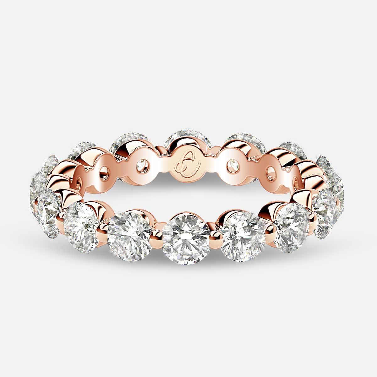 Floating Eternity Ring with Round Diamonds in 18k Rose Gold