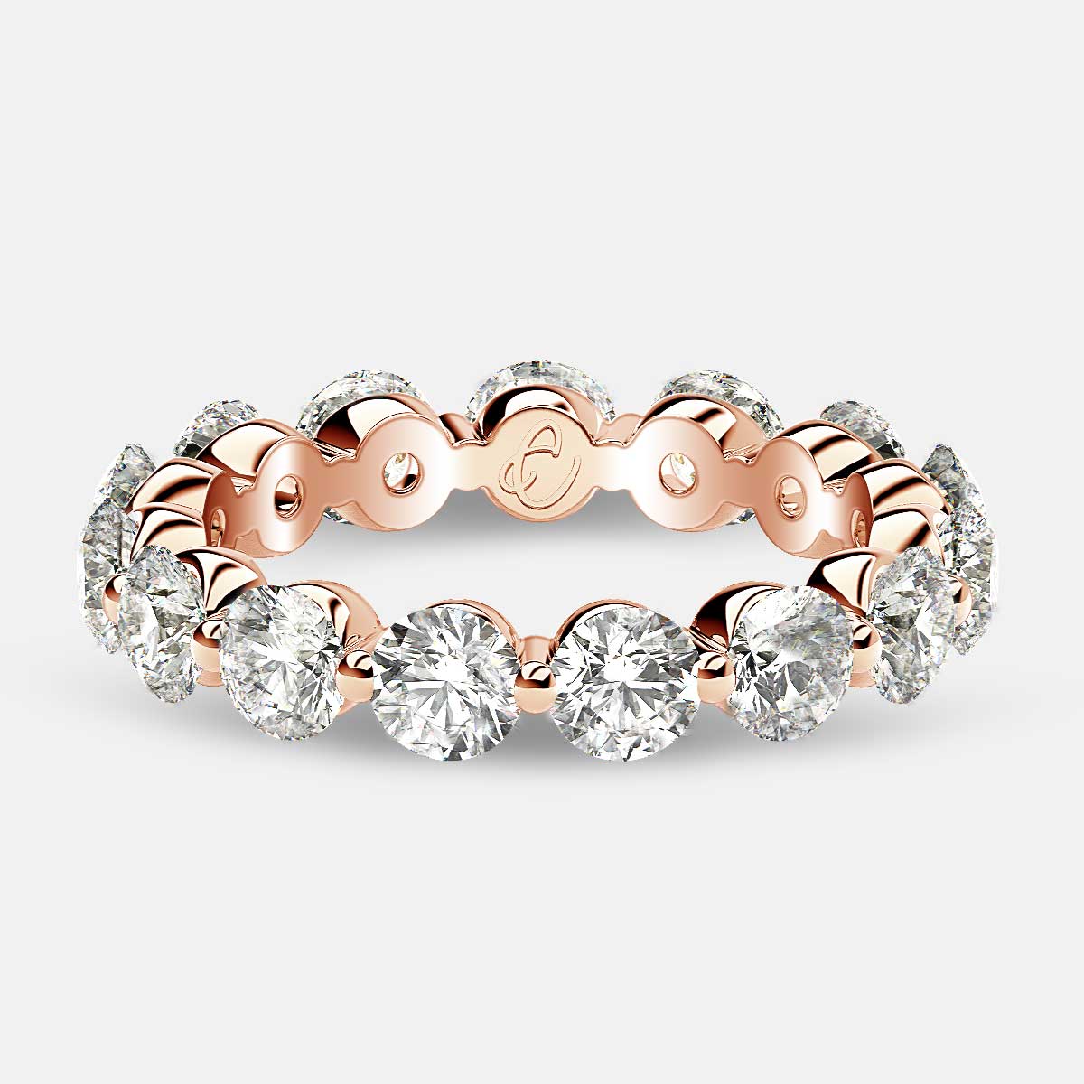 Floating Eternity Ring with Round Diamonds in 18k Rose Gold