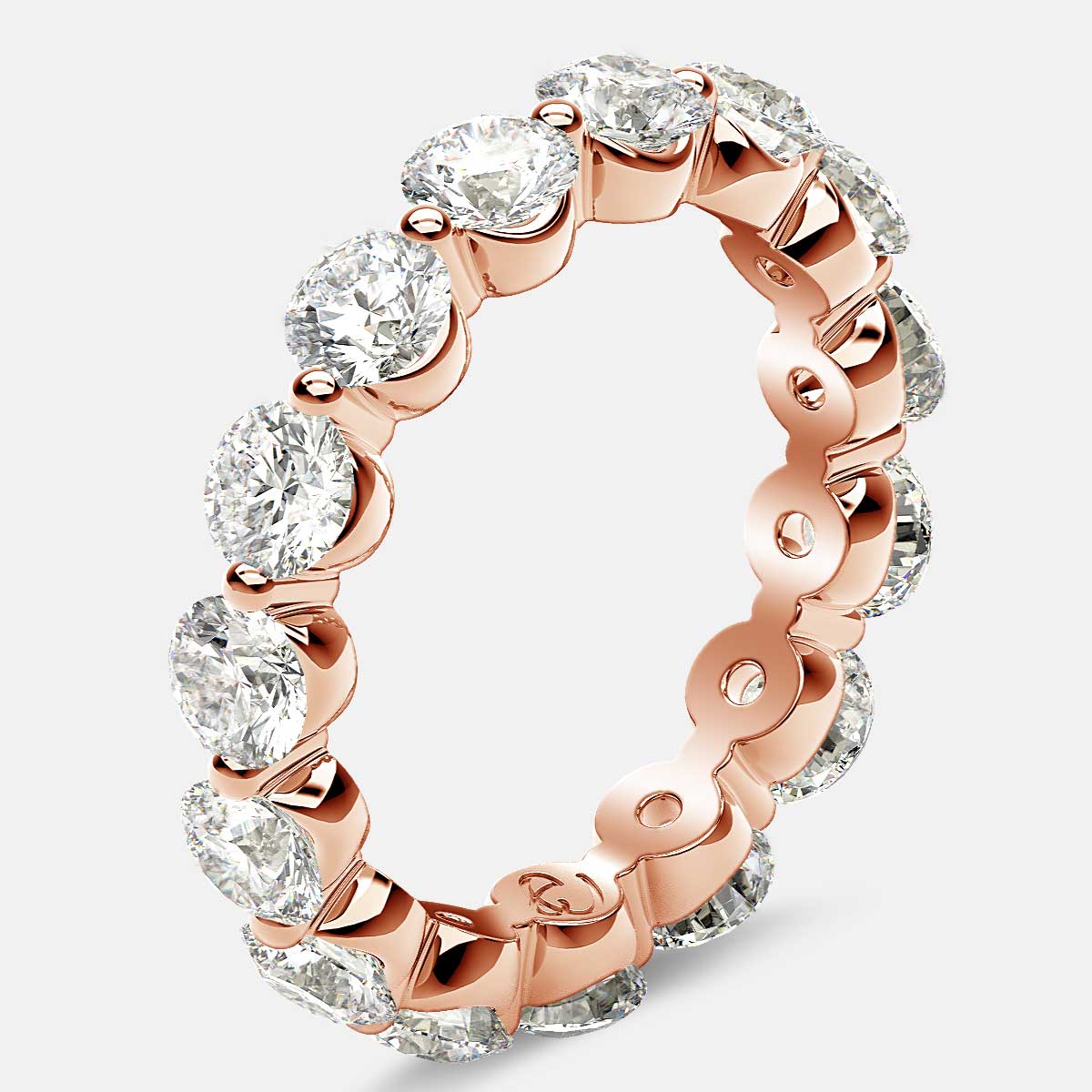 Floating Eternity Ring with Round Diamonds in 18k Rose Gold