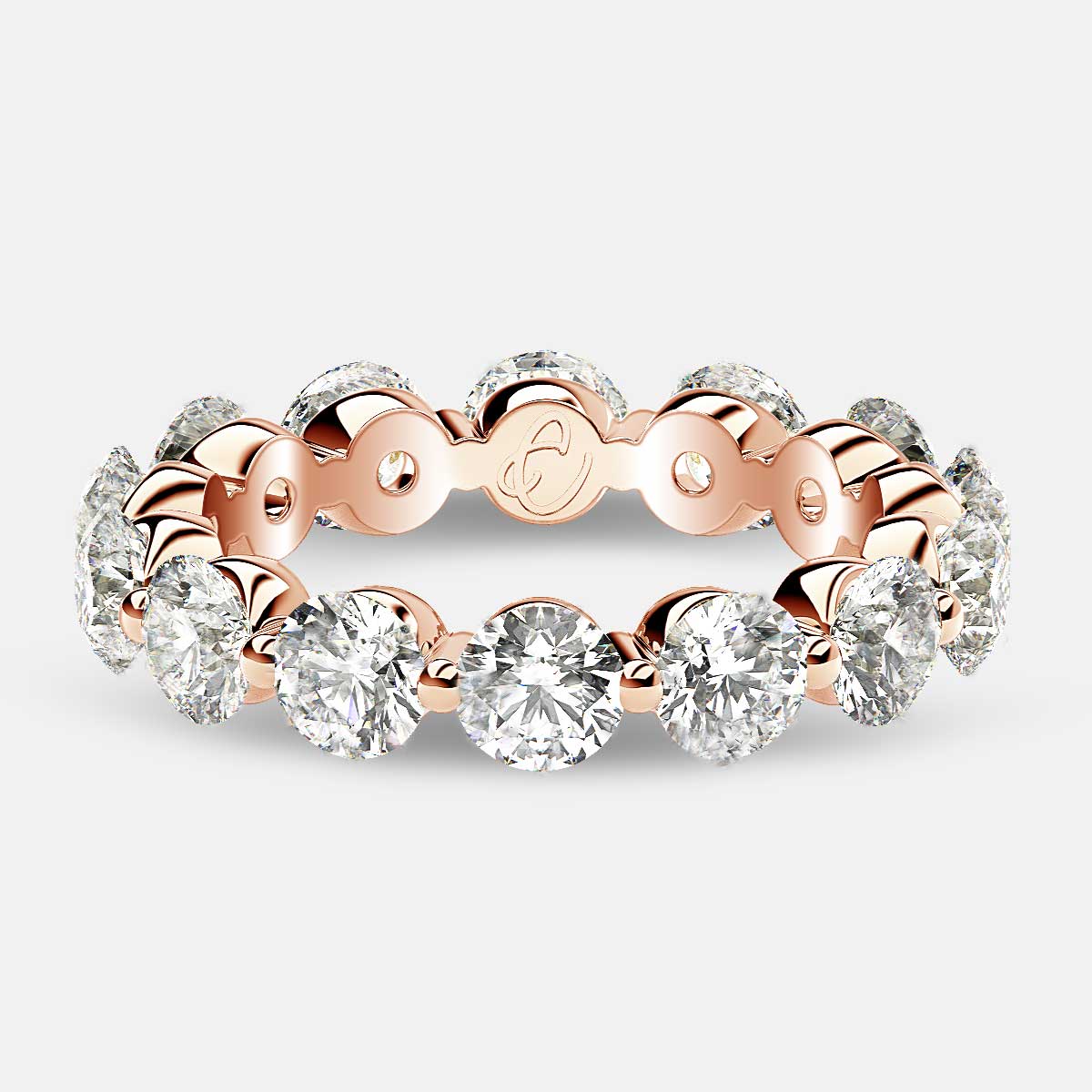 Floating Eternity Ring with Round Diamonds in 18k Rose Gold