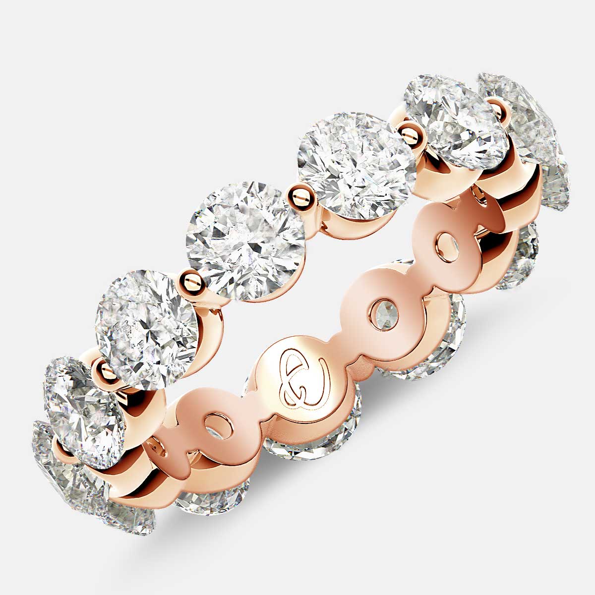 Floating Eternity Ring with Round Diamonds in 18k Rose Gold