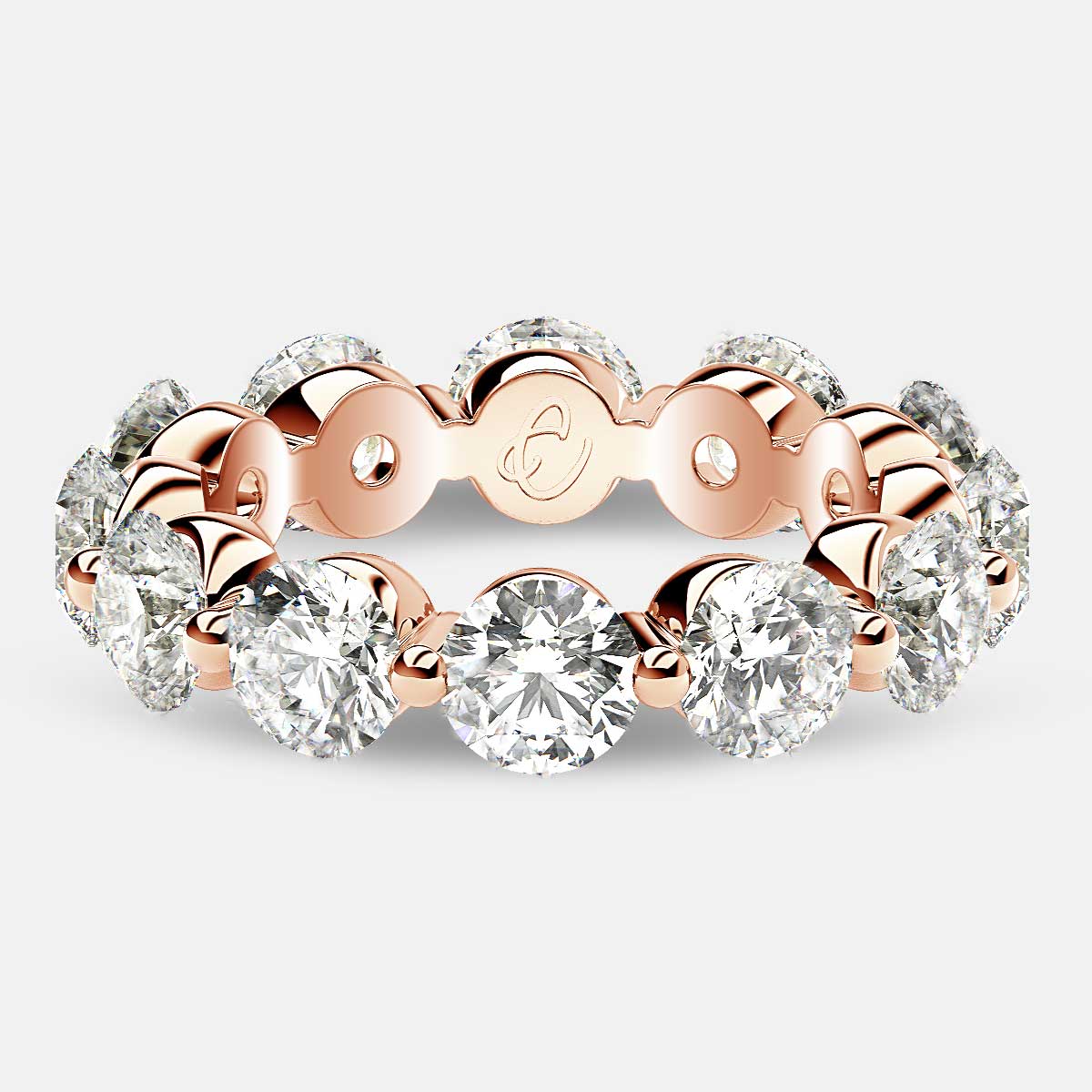 Floating Eternity Ring with Round Diamonds in 18k Rose Gold