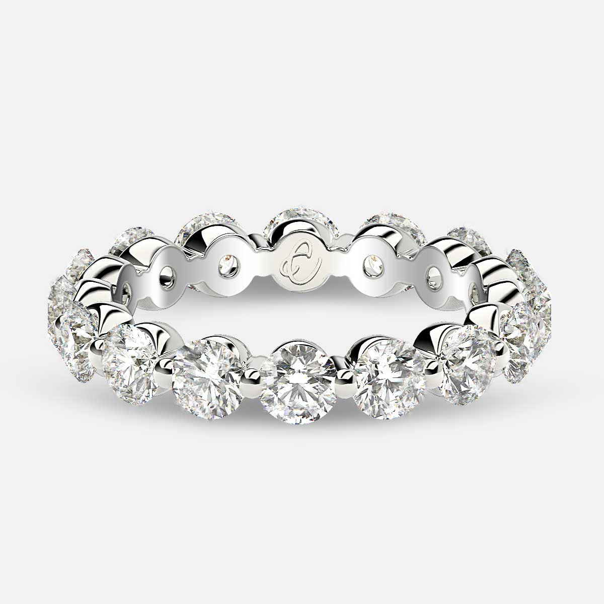 Floating Eternity Ring with Round Diamonds in 18k White Gold