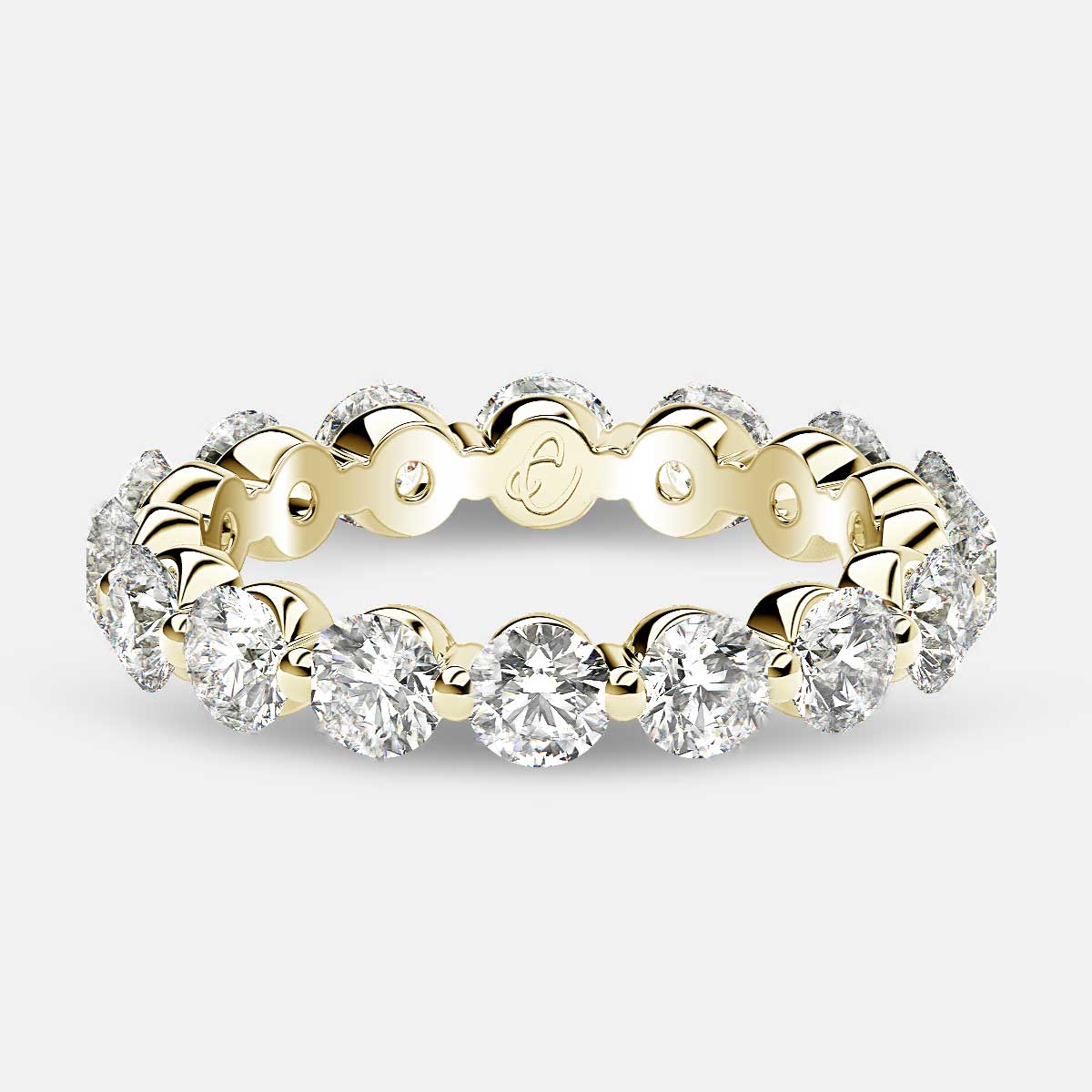 Floating Eternity Ring with Round Diamonds in 18k Yellow Gold