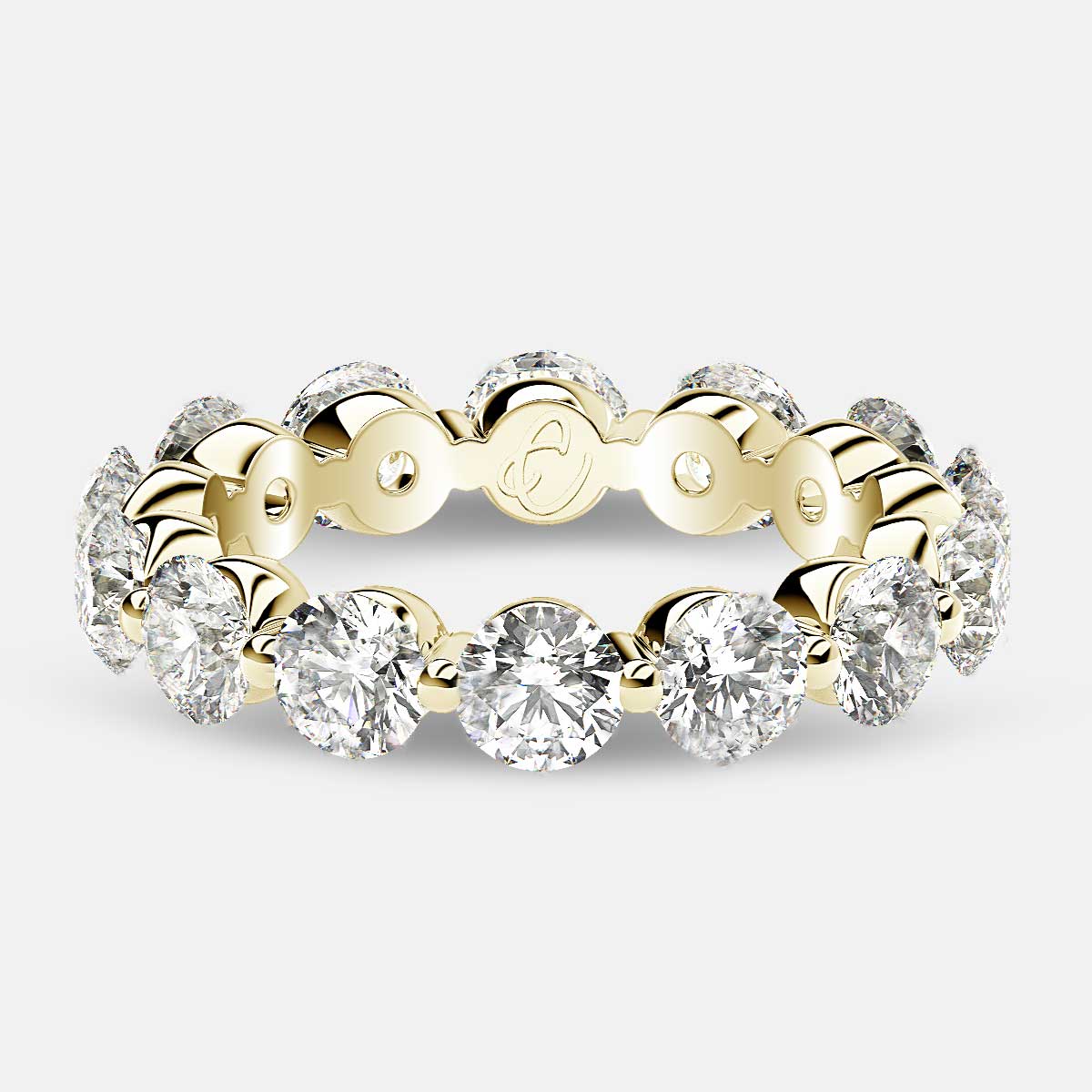 Floating Eternity Ring with Round Diamonds in 18k Yellow Gold