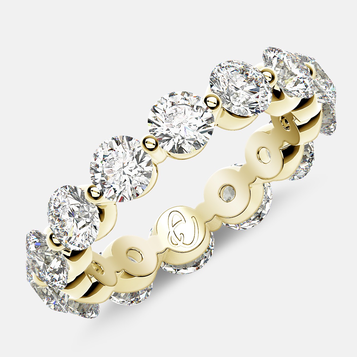 Floating Eternity Ring with Round Diamonds in 18k Yellow Gold