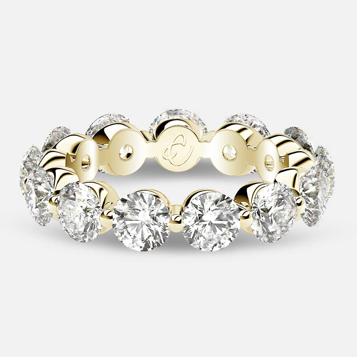 Floating Eternity Ring with Round Diamonds in 18k Yellow Gold