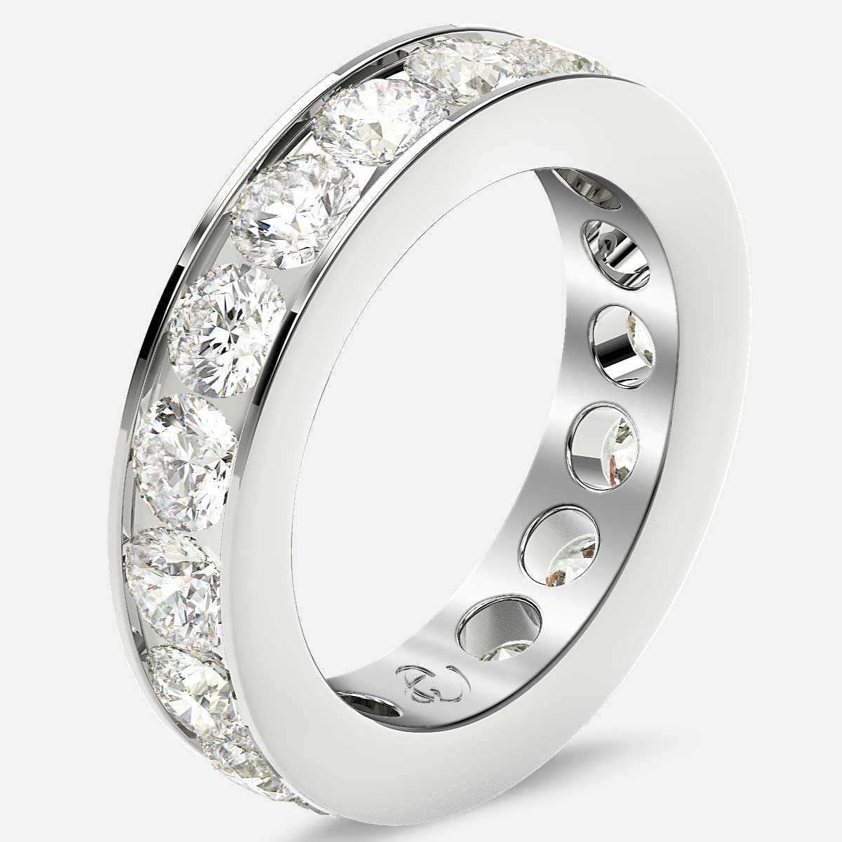 Channel Set Eternity Ring with Round Diamonds in 18k White Gold