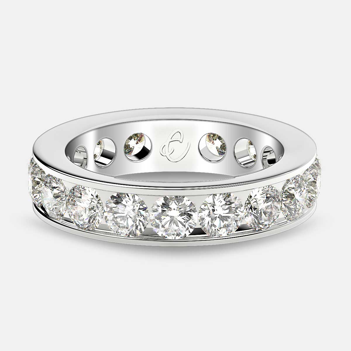 Channel Set Eternity Ring with Round Diamonds in Platinum