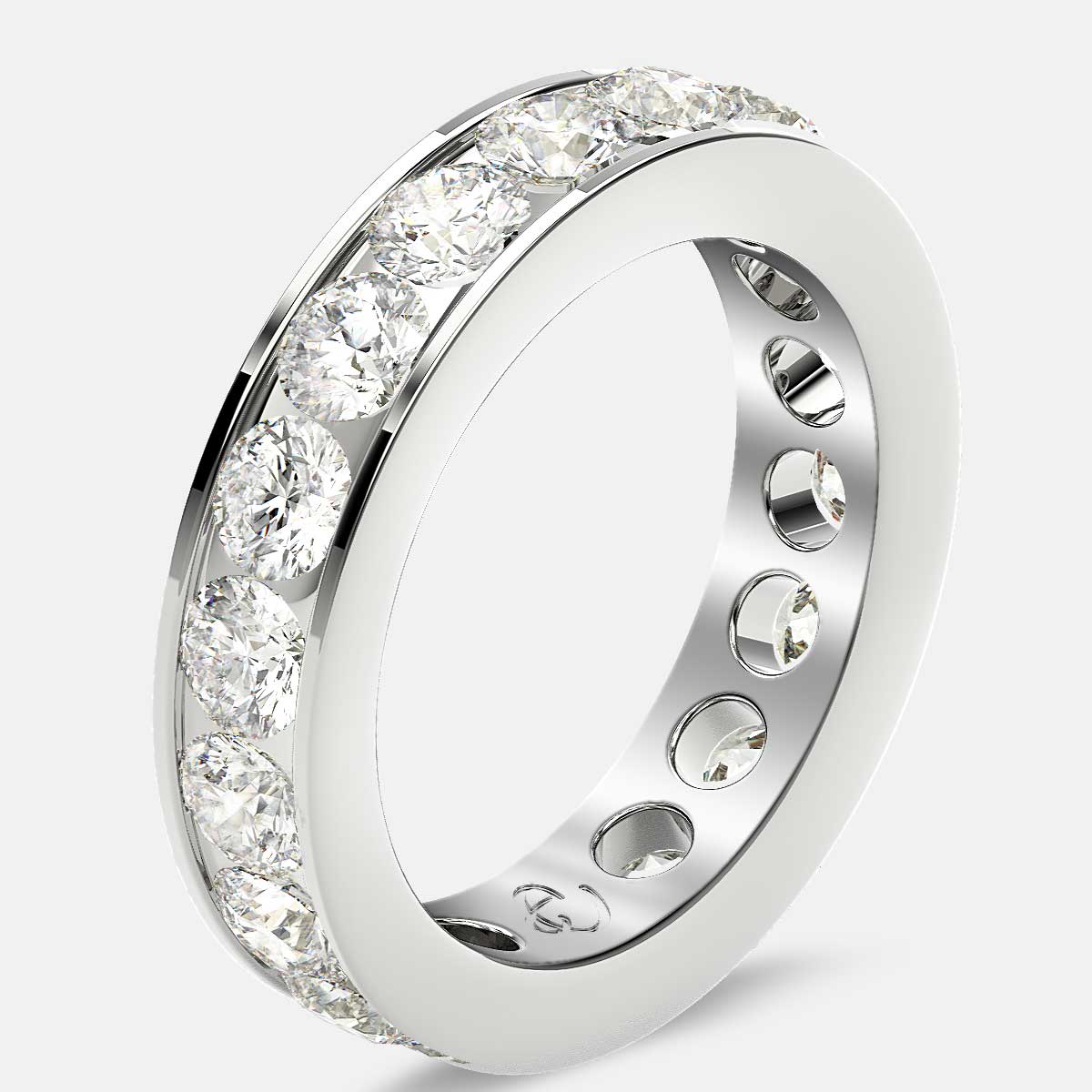 Channel Set Eternity Ring with Round Diamonds in Platinum