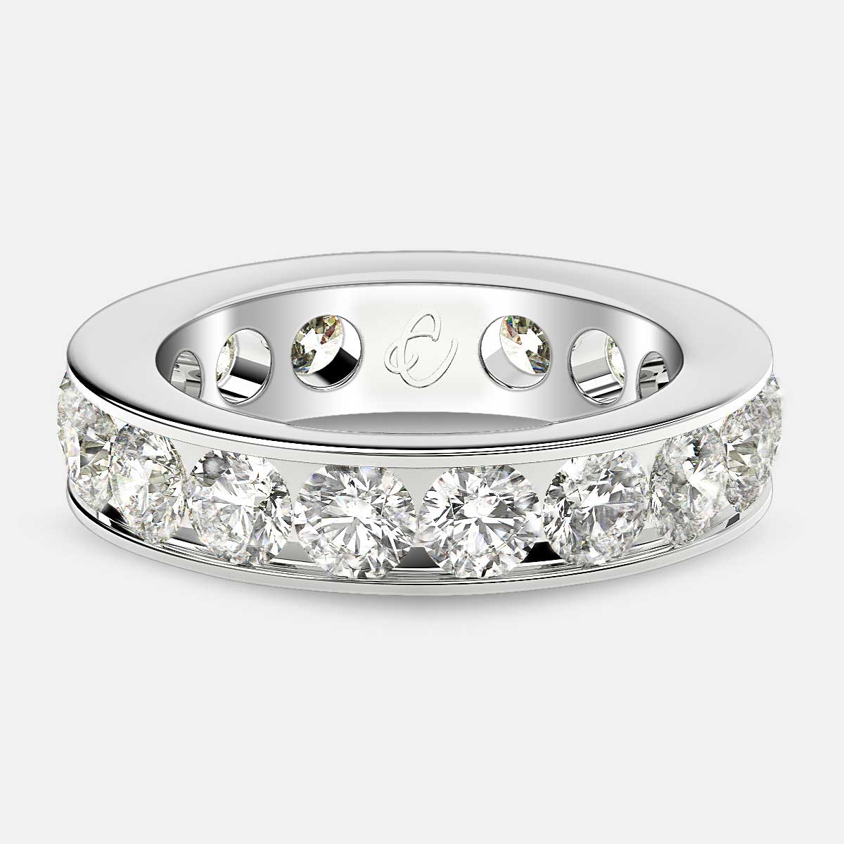 Channel Set Eternity Ring with Round Diamonds in Platinum