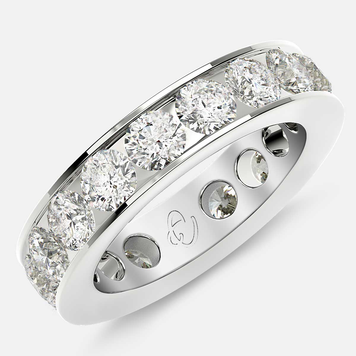 Channel Set Eternity Ring with Round Diamonds in Platinum