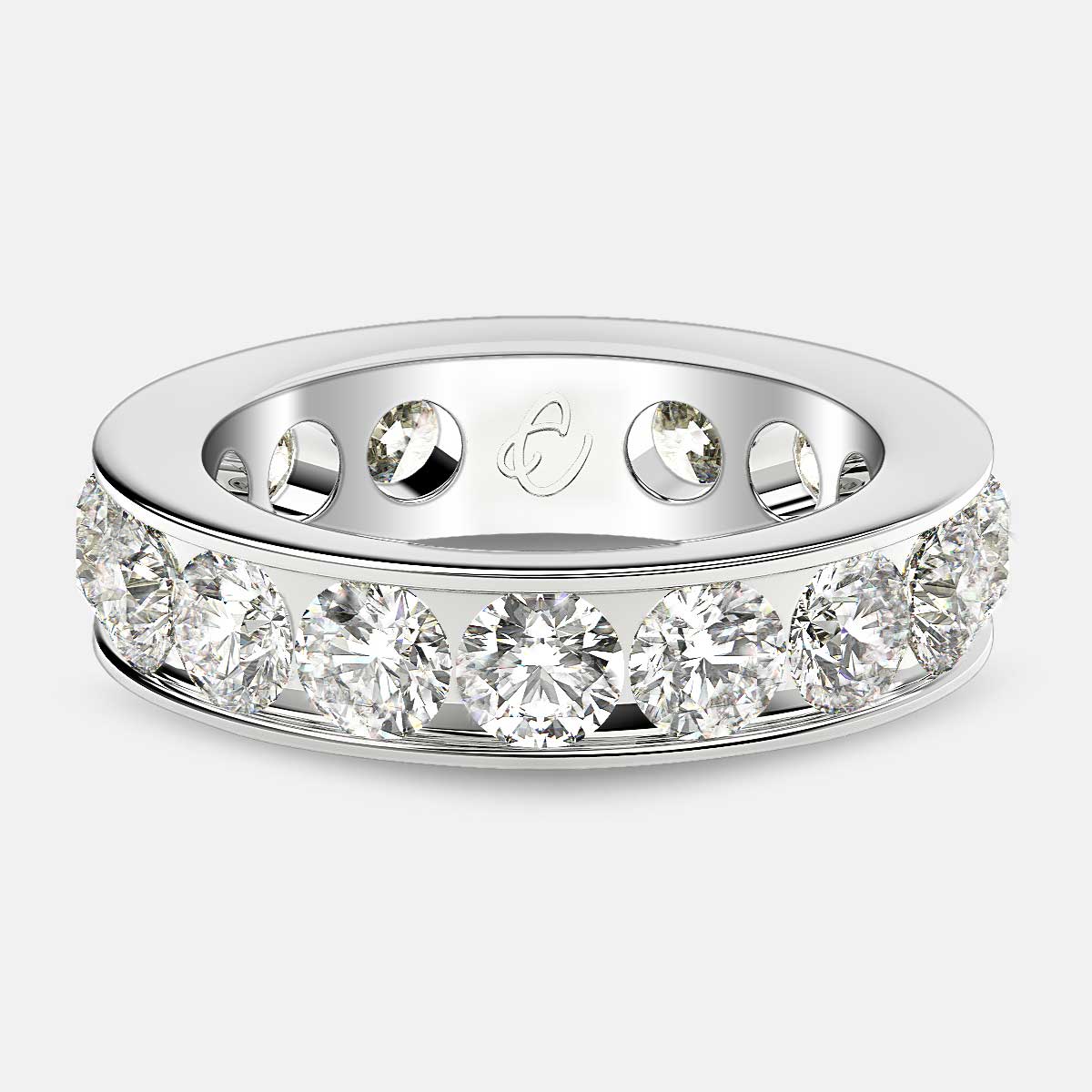 Channel Set Eternity Ring with Round Diamonds in Platinum