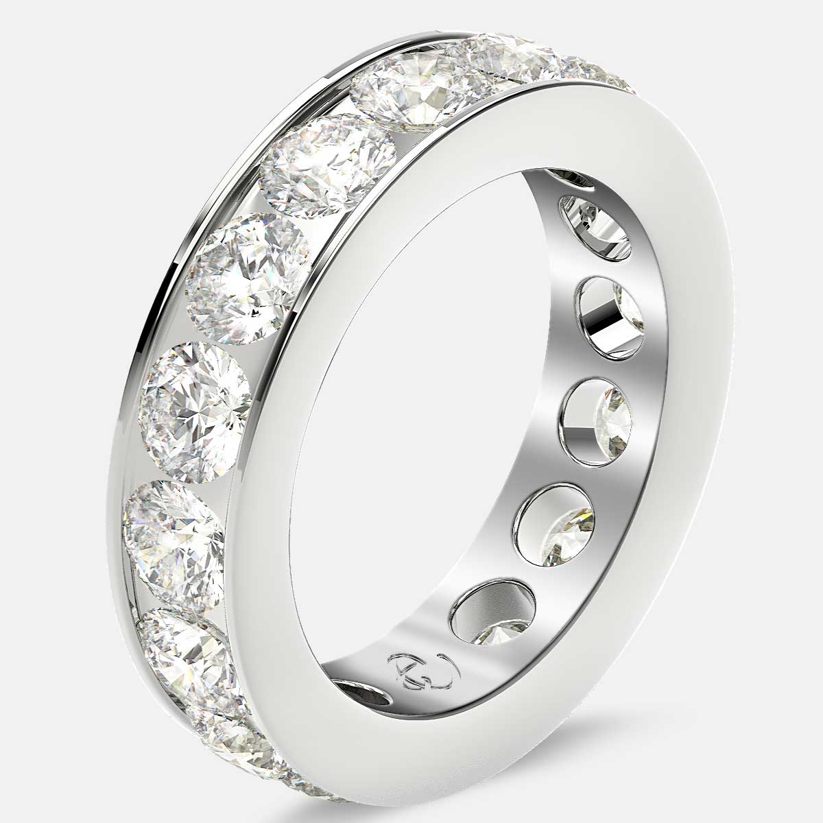 Channel Set Eternity Ring with Round Diamonds in Platinum