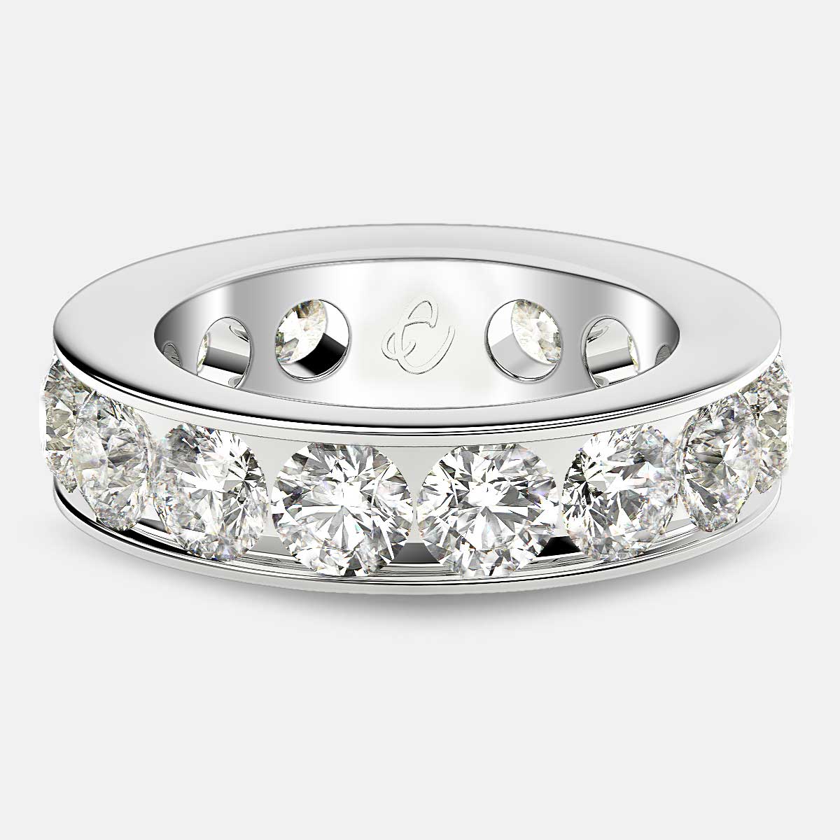 Channel Set Eternity Ring with Round Diamonds in Platinum