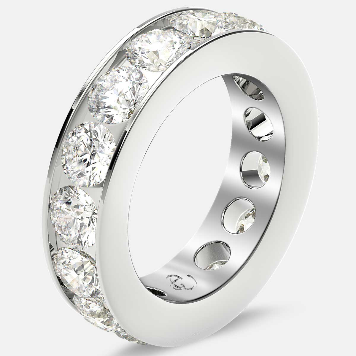 Channel Set Eternity Ring with Round Diamonds in Platinum